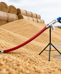 Grain Suction Auger Pump With High Efficiency Screw Conveyor For Cement Grain Fertilizer And Gravel Built Tough Hose Easy To Use For Small Homes And Farms displayed on grain pile