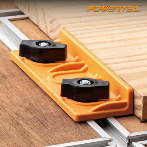 Universal T-Track Long Stop Kit for Woodworking and CNC Tables Two Pack with Stop Blocks, Wing Knobs, and Five Sixteenth Inch T Bolts