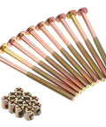 Heavy Duty M6 Bunk Bed Bolts 20 Pack 100 Millimeter Screw Connectors For Cribs Wooden Beds Cots Furniture Replacement Hardware Built Tough with nuts.