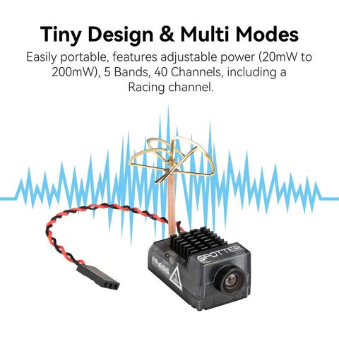 Spotter V2 FPV Camera And Transmitter Kit With 5 8G Micro AIO Cam OSD Integrated Mic 170 Degree 700TVL FOV 40CH 20MW To 200MW Adjustable