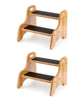 Premium Wooden Two Step Stool Duo Featuring Tough As Nails Build Quality And Wide Non Slip Steps That Handle Up To 350 Lbs Like A Champ For Kitchen And Bath.