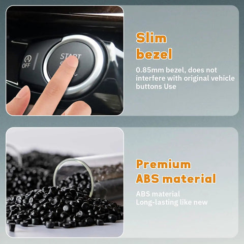 BMW Start Stop Button Cover Trim Compatible With X3 F25 2011 2016, X4 F26 2014 2016, X5 F15 2014 2018, X6 F16 2015 2018 close-up; made from ABS material.