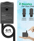 Ultra Quiet Submersible Pump 300GPH With Overheat Protection, 6 Foot Lift, Easy Setup, two nozzles, copper rotor design