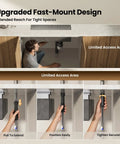 JOMOO Brushed Nickel Kitchen Faucet with Pull Down Sprayer, 2-Mode installation process showing upgraded fast-mount design.