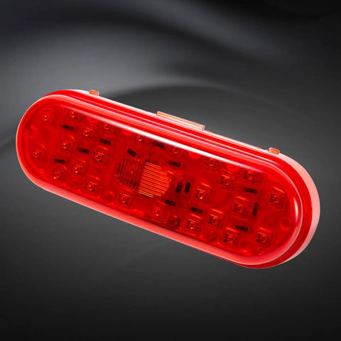 Six Inch Oval LED Brake Light And Marker For Trucks And Trailers 26 LEDs IP65 Waterproof DOT Approved front view