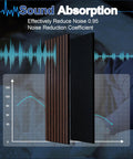 Premium Acoustic Wood Slat Wall Panels with Sound Absorbing Properties for Noise Reduction displayed with graph showing noise reduction levels.