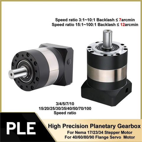 Heavy Duty Round Flange Planetary Gearbox Delivers Rock Solid Torque Conversion With Ultra Low Backlash For Motor Reducer Projects And Knockout Smooth Cruising At Four To One Ratios In Red, showing precise gear specifications and design.