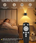 Go-To Remote Controlled Motion Sensor Wall Light With 5000mAh Rechargeable Battery, dimmable LED, remote beside sleeping child