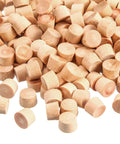200 Piece Flat Head Wooden Screw Hole Plugs Three Eighths Inch Diameter One Quarter Inch Deep For Furniture Repair on white backdrop