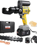 Battery Powered Hydraulic Crimping Tool With 8 Ton Force, Sick Electric Cable Crimper Kit with battery, dies, and accessories.