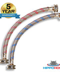 1Ft Braided Stainless Steel Washing Machine Hoses 2 Pack Set Color Coded Hot And Cold Universal Fit To All Washers Burst Proof Water Supply Line