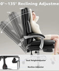 Cloud-Like Comfy Office Chair With Footrest, Overstuffed Fiberfill, Ultra Soft Reclining High Back Desk Chair in recline position
