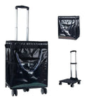 On Wheels Grocery Cart 54L Capacity Foldable Rolling Tote with Drawstring Bag and 360 Degree Wheels, Black Durable