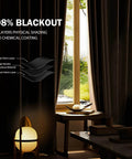Room Divider Curtain Set With Bendable White Track And Blackout Black Drape in a room setting, highlighting 98% blackout feature.