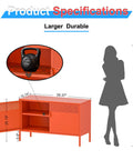 Orange Metal Storage Cabinet With Adjustable Shelves, 2 Door Locker dimensions, highlighting size and storage capacity