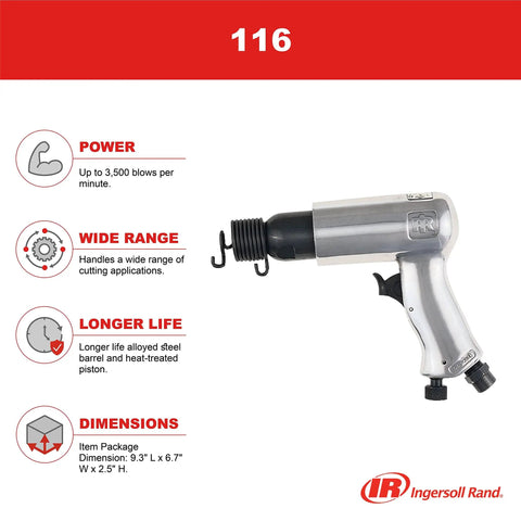 Beast Mode Heavy Duty 116 Air Hammer with Up to 3500 Blows Per Minute Two Five Eight Inch Stroke Durable Alloyed Steel Barrel