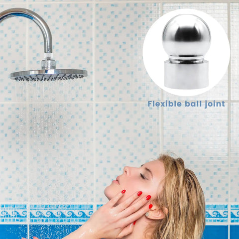 Two Pack Half Inch Shower Arm Ball Joint Adapters With Gaskets Washers And Filters For Standard Swivel Shower Heads Chrome Finish Durable Metal Construction Easy Install Replacement flexible ball joint on chrome shower head