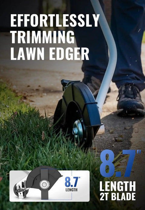 8.75 Inch Lawn Edger Attachment With Tool Free Depth Adjustment, Universal Edger Blade For Power Tools, lawn edging in action