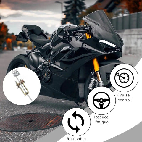 Motorcycle with close-up of Beefy Universal Throttle And Brake Cable Ends Kit 20 Pack for adjustment and control.