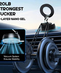Vacuum Magnetic Car Phone Holder For MagSafe with 120 plus pounds of grip installed on car dashboard with 3-layer nano gel and vacuum system