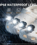 4 Pack USB Rechargeable Clip On Headlights For Clogs Shoes And Sandals, Waterproof IP68 in rain