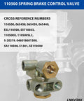 Three Eighth Inch NPT Spring Brake Control Valve With Trailer Brake Priority For Truck And Trailer Parking Stop, Replaces 110500X 170 110500 065438 51131, Cross Reference Compatible Valve Pro Grade Replacement with visible ports and reference numbers.