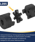 Three Quarter Inch To Seven Sixteenth Inch L Jaw Flexible Three Piece Coupler Set With Buna N Rubber Spider Exploded View