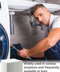 Man under sink with tool kit using Ten-Piece Water Absorbent Mats 14 By 16 Inches Wringable Reusable Absorbing Pads for spill cleanup