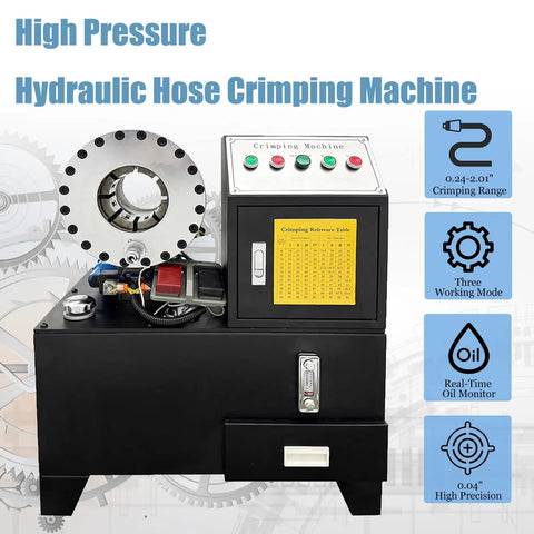 No Hassle Electric Hydraulic Hose Crimping Machine With 10 Die Set For 0.24 To 2.01 Inch Fittings AC 220V Single Phase Shop Press Tool with control panel
