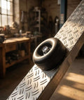 Heavy Duty 2.5 Inch Ramp Door Rubber Bumpers For Trailers With Screw And Washer Kits, High Density Durable Pads To Protect Trailer Backs From Harsh Weather Damage And Wear And Tear, mounted on a trailer ramp door
