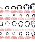Pro Grade E Clip And C Clip Assortment Kit with 324 Pieces of 304 Stainless Steel External Retaining Rings in various sizes.