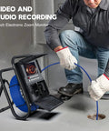 Professional Heavy Duty Pipeline Camera With 7 Inch Ips Display Tough As Nails Build For Sewer And Drainage Jobs Featuring No Fuss Dvr Recording Keyboard Navigation And 16gb Memory Card in use during inspection.