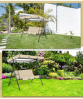 Replacement Canopy For Outdoor Swing 77x50 Inch Beige Oxford Cloth Roof Cover UV Weatherproof Waterproof on garden swing