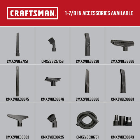 Craftsman vacuum attachments for 9 Gallon Wet Dry Shop Vacuum With 4.25 Peak HP, Portable Cleaner, various nozzle types