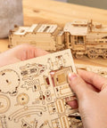 1:18 Scale Steam Train Model With Carriage 3D Wooden Puzzle For Adults DIY Mechanical Vehicle Kit assembly pieces