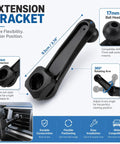 Universal Car Phone Mount With Tight Air Vent Clip And 17mm Ball Head For 360 Rotation Fits Every Smartphone - 9.5cm extension bracket detail