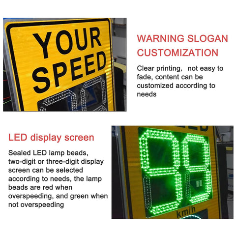 Solar Powered Radar Speed Sign With Real Time Speed Display For Highways And Speed Limited Roads, Wireless Setup
