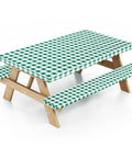 Green plaid Picnic Table Cover With Bench Covers And Carry Bag Set For Outdoor Tables Waterproof Heavy Duty Vinyl With Elastic Edges