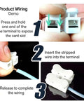 Ditch The Tapes And Tools With These Badass 100Pcs Quick Wire Connectors For Lightning Fast LED And Electrical Splice Jobs That Feel Like Magic On Any Diy Project Or Home Build Without Stressing About Screw Tighteners. white 100pcs push-in wire connectors for 14-22 AWG wiring demo