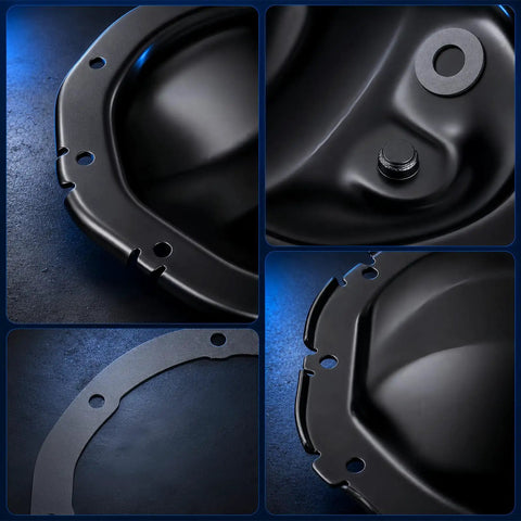 Rear Differential Cover With Gasket For Chevy GMC Sierra Tahoe Yukon Blazer Jimmy S10 Sonoma Suburban C1500 K1500 1998 2008 Models Heavy Duty Steel Construction Direct Bolt On Upgrade Kit black steel cover with gasket and magnet