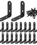 20 Piece 2 Inch L Brackets Stainless Steel Right Angle Corner Braces Built For Shelves Cabinets Chairs And Wood Furniture Black Finish Easy Install With Screws Included