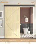 8 Foot Sliding Barn Door Hardware Kit With Low Clearance Aluminum Box Rail installed on wooden barn door