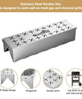 Stainless Steel Smoker Box For Gas Grilling With Double V-Shape Design And Hinged Lid shown on a white background