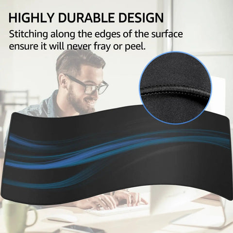 Gigantic Gaming Mouse Pad Desk Mat 31.5 Inch By 11.8 Inch with micro weave cloth and stitched edges shown on a desk
