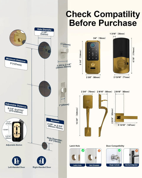 Slick Smart Keyless Entry Door Lock With Fingerprint Keypad And Wifi Bluetooth Remote For Front Porch Security True No Sweat Home Upgrade Top Shelf Auto Lock Satin Brass Set