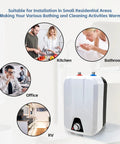 Effortless Tankless Electric Water Heater 110V 1500W under sink in kitchen and bathroom use IPX4 waterproof feature