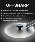 Double Sided CBN Grinding Disk 800 And 1000 Grit Sharpening Wheel Fits WS3000 5-13-16 Inch Diameter precision aluminum hub with black knob.