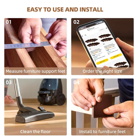 Step-by-step guide to installing 2x2 Square Rubber Furniture Caster Cups With Anti Slip Floor Grip Set Of 8 For All Surfaces.