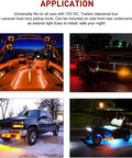 Vehicles including a boat, bus, truck, and golf cart equipped with amber marker lights from 10-Pack Compact 3/4 Inch Round Clearance LED Marker Lights Kit
