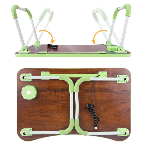 Foldable Laptop Desk Bed Table Portable Lap Tray For Bed Couch Sofa Or Floor Adjustable Breakfast Tray folded and unfolded views